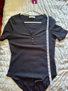 a.gain Black Ribbed Bodysuit Size 2X